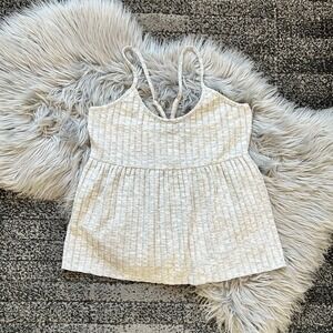 Chaser Women's Grey Knit Ribbed‎ Tank Top With Strappy Adj Straps Size Small